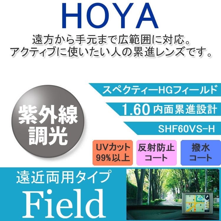 度付き 遠近 調光 カラーレンズ】HOYA 内面累進設計 屈折率1.60 SHF60 紫外線調光 センシティ2 SENSITY2 フォ