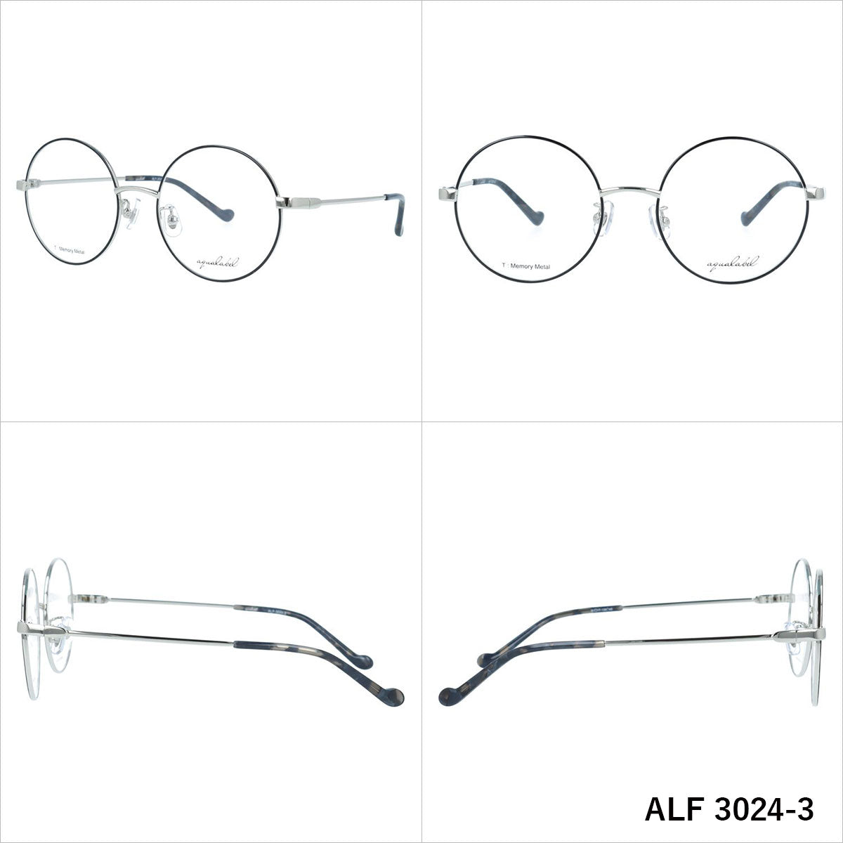 アクアレーベル メガネフレーム 伊達メガネ AQUALABEL ALF 3024 51サイズ ラウンド型 ユニセックス メンズ レディース