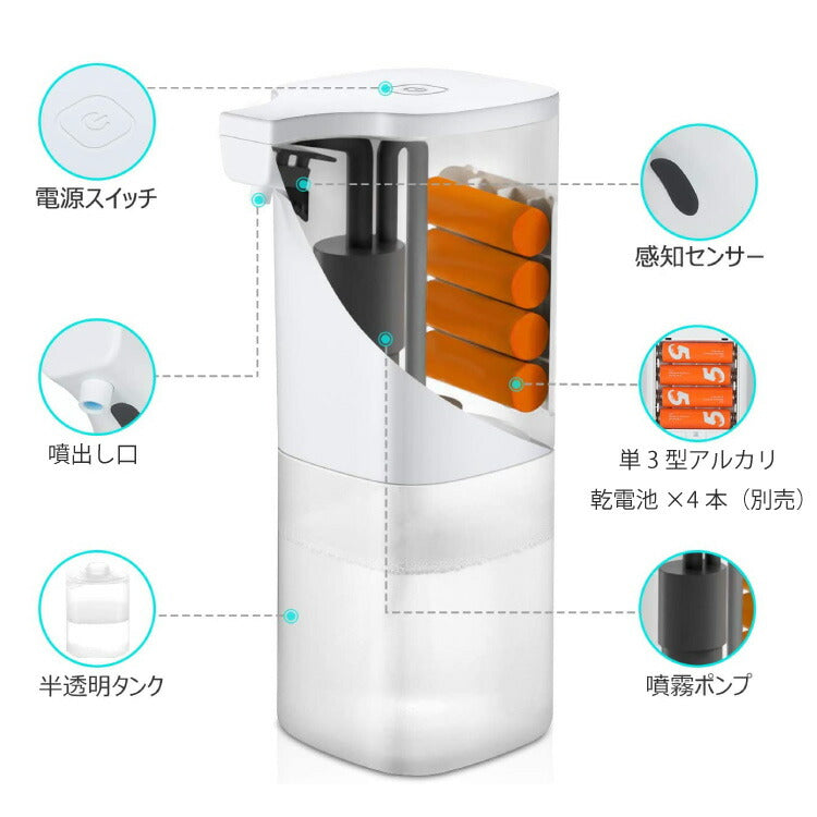 アルコール対応 自動ディスペンサー 噴霧器 非接触 コードレス オートセンサー 感染予防 ウイルス対策 プレゼント