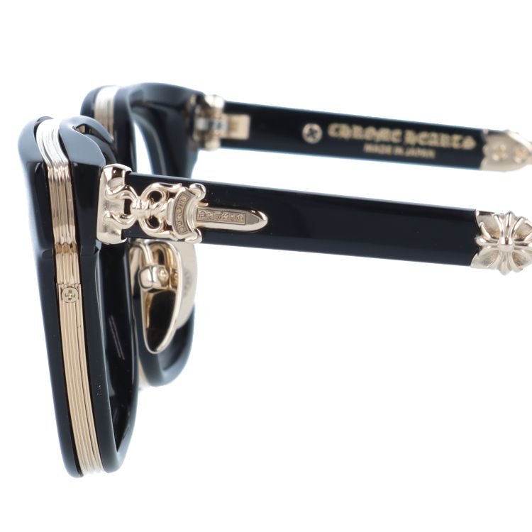 クロムハーツ メガネフレーム 伊達メガネ CHROME HEARTS DUCK BUTTER BK/GP 52サイズ ウェリントン ユニセッ