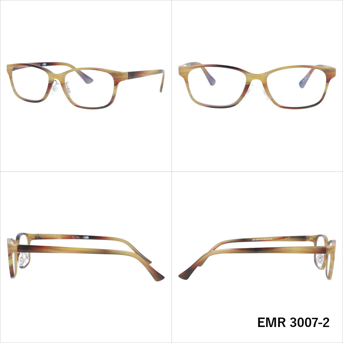 老眼鏡 シニアグラス リーディンググラス EL-Mii エルミー EMR 3007 全2カラー 50サイズ 度数+1.00?+3.50 スクエア ユニセックス メンズ レディース ラッピング無料