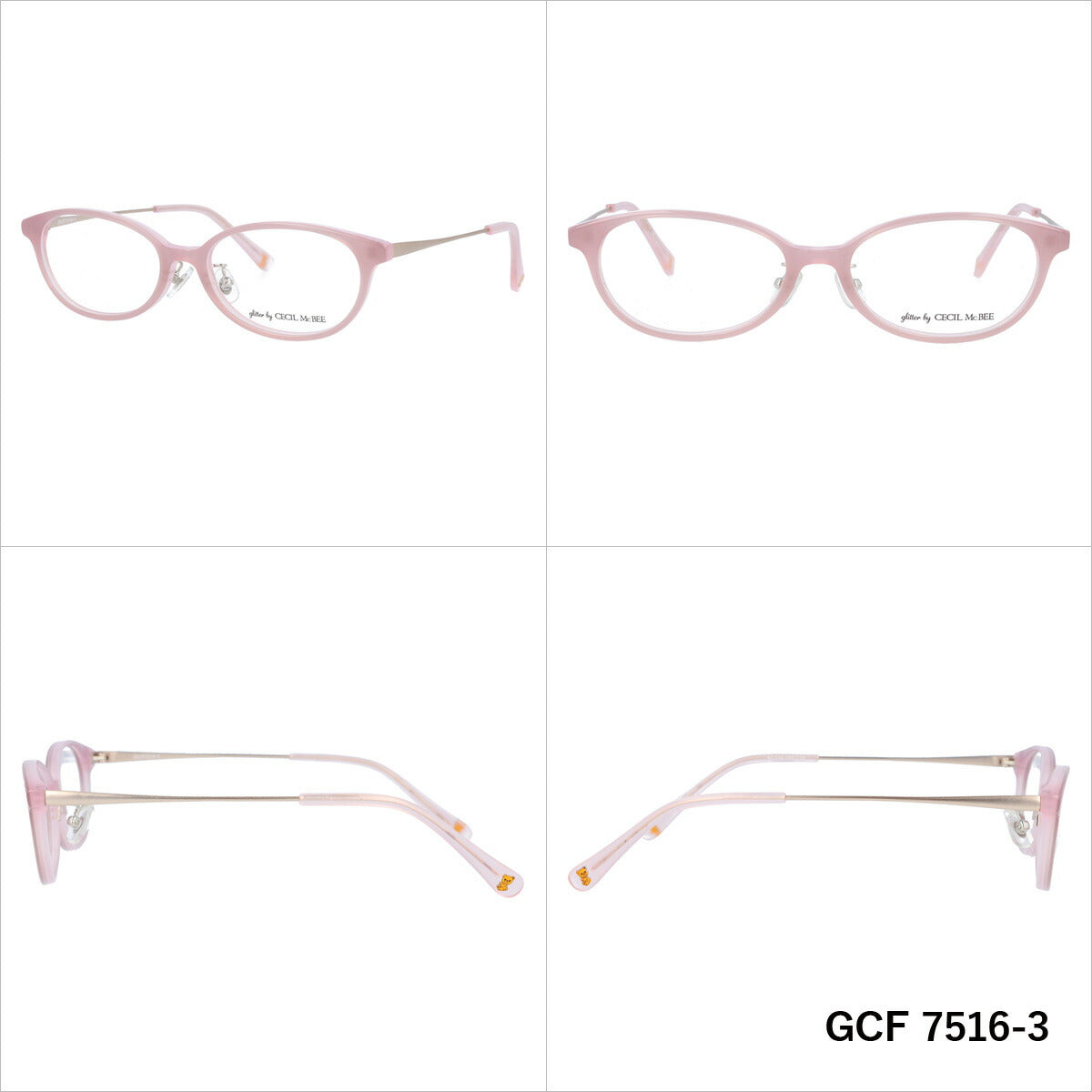 glitter by CECIL McBEE セシルマクビー レディース メガネ 眼鏡 シンプル かわいい GCF 7516 全3色 51サ