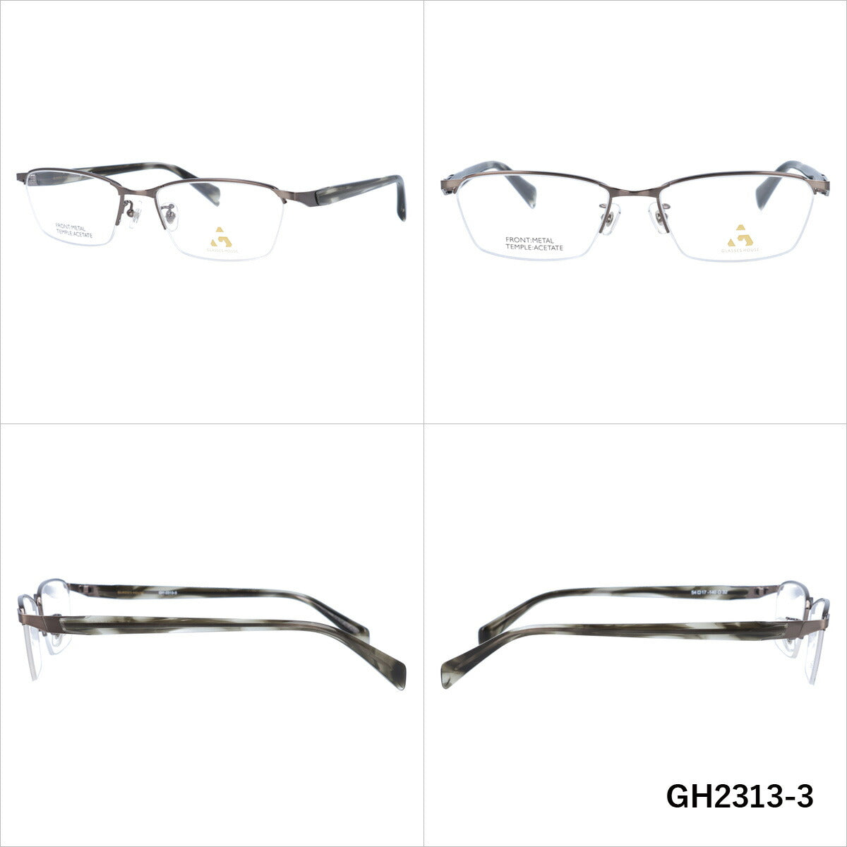 メガネ 眼鏡 度付き 度なし おしゃれ GLASSES HOUSE グラスハウス GH 2313 全4色 54サイズ スクエア型 メンズ レディース UVカット 紫外線 ブランド サングラス 伊達 ダテ｜老眼鏡・PCレンズ・カラーレンズ・遠近両用対応可能 ラッピング無料