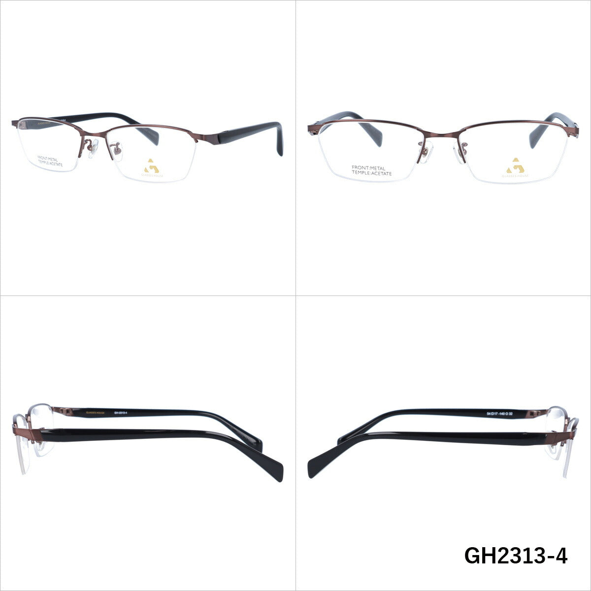 メガネ 眼鏡 度付き 度なし おしゃれ GLASSES HOUSE グラスハウス GH 2313 全4色 54サイズ スクエア型 メンズ レディース UVカット 紫外線 ブランド サングラス 伊達 ダテ｜老眼鏡・PCレンズ・カラーレンズ・遠近両用対応可能 ラッピング無料