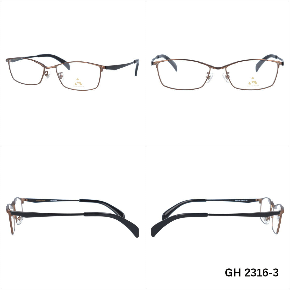 メガネ 眼鏡 度付き 度なし おしゃれ GLASSES HOUSE グラスハウス GH 2316 全4色 55サイズ スクエア型 メンズ レディース UVカット 紫外線 ブランド サングラス 伊達 ダテ｜老眼鏡・PCレンズ・カラーレンズ・遠近両用対応可能 ラッピング無料