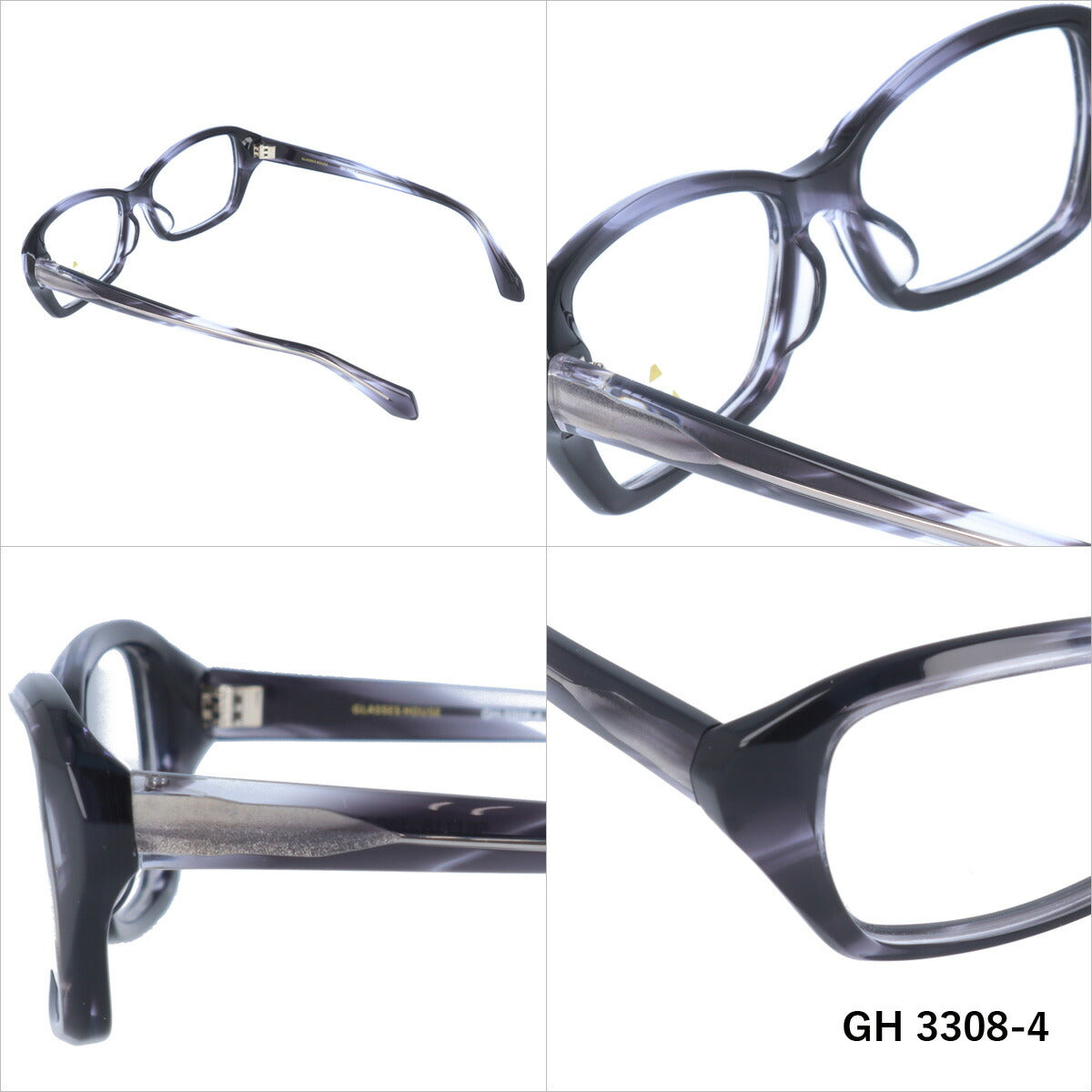 メガネ 眼鏡 度付き 度なし おしゃれ GLASSES HOUSE グラスハウス GH 3308 全4色 56サイズ スクエア型 メンズ レディース UVカット 紫外線 ブランド サングラス 伊達 ダテ｜老眼鏡・PCレンズ・カラーレンズ・遠近両用対応可能 ラッピング無料