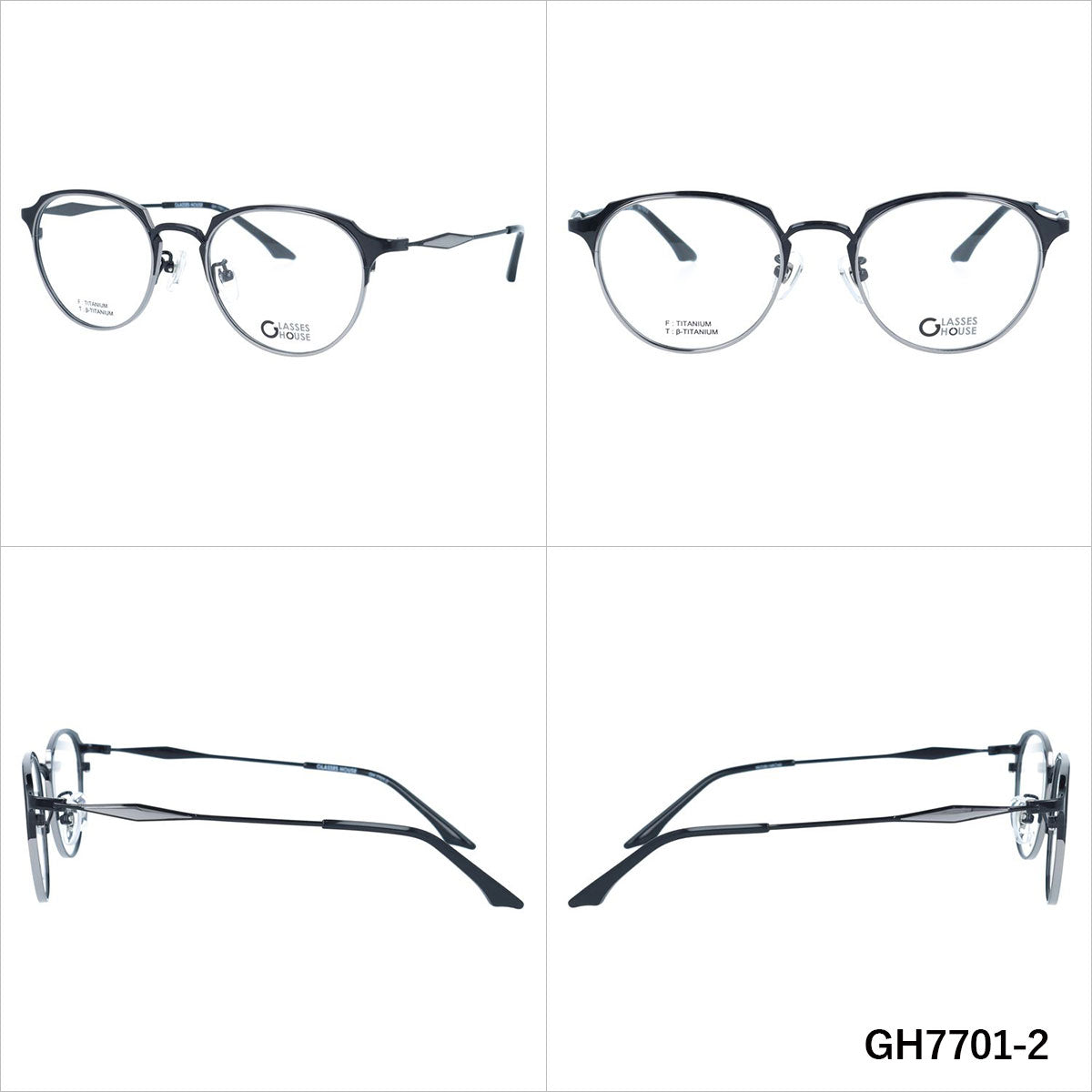 グラスハウス メガネフレーム 伊達メガネ 調整可能ノーズパッド GLASSES HOUSE GH7701 50サイズ ボストン型 ユニセックス メンズ レディース