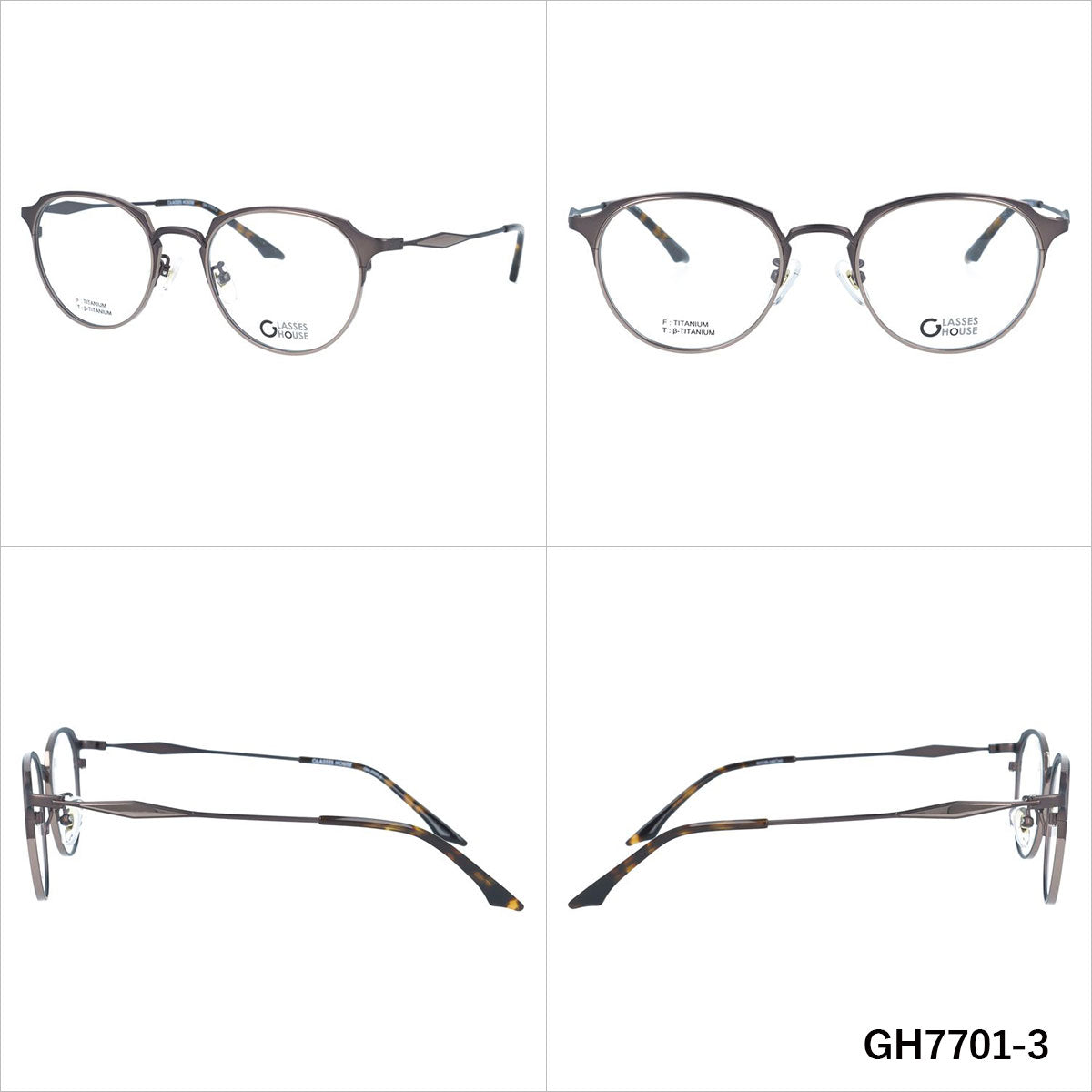 グラスハウス メガネフレーム 伊達メガネ 調整可能ノーズパッド GLASSES HOUSE GH7701 50サイズ ボストン型 ユニセックス メンズ レディース