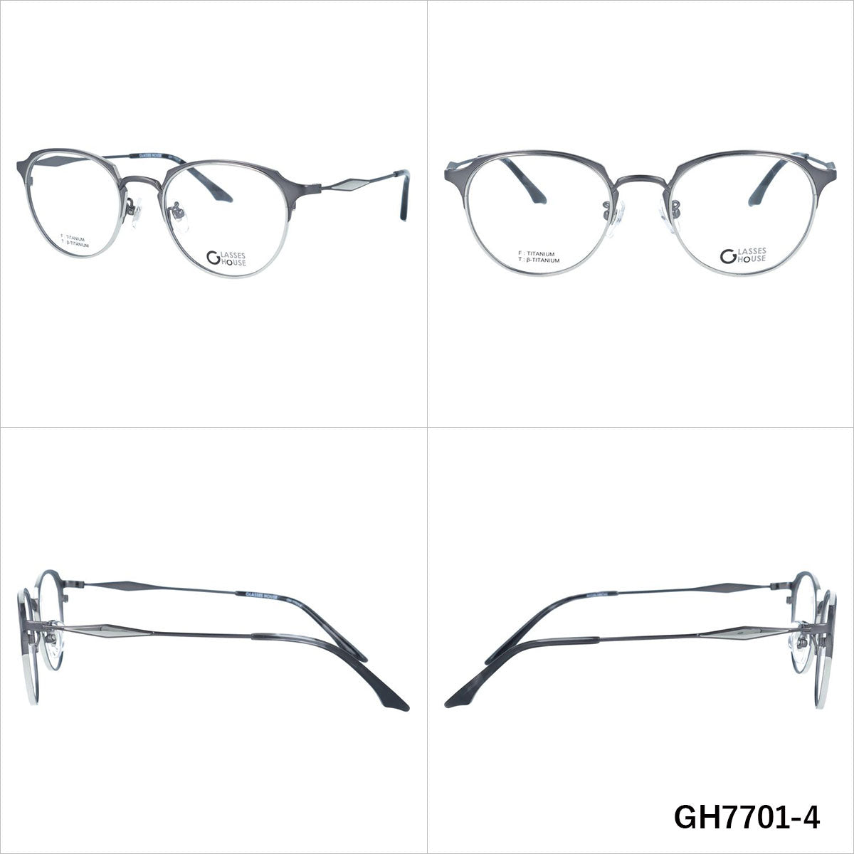 グラスハウス メガネフレーム 伊達メガネ 調整可能ノーズパッド GLASSES HOUSE GH7701 50サイズ ボストン型 ユニセックス メンズ レディース