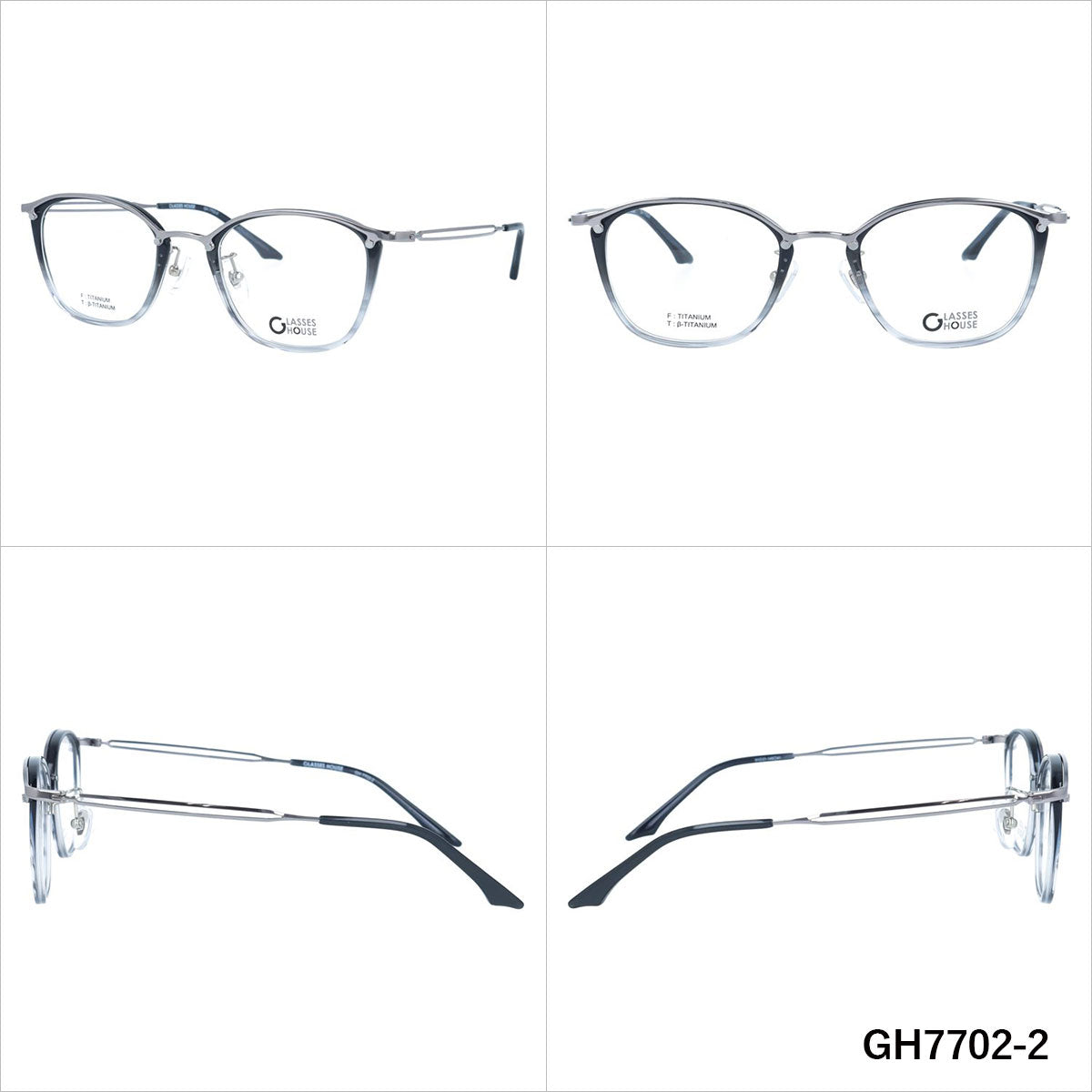 グラスハウス メガネフレーム 伊達メガネ 調整可能ノーズパッド GLASSES HOUSE GH7702 51サイズ ウェリントン型 ユニセックス メンズ レディース