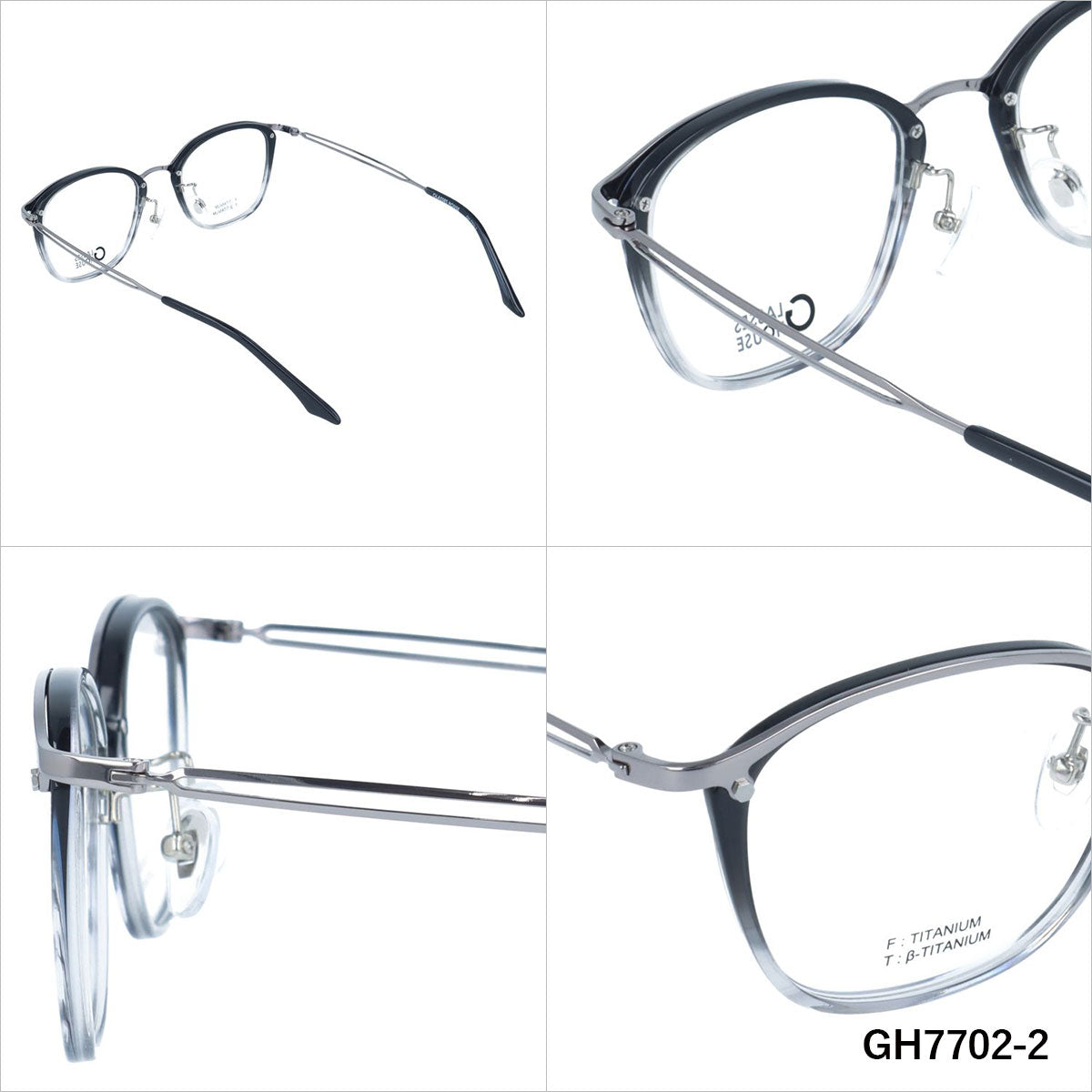 グラスハウス メガネフレーム 伊達メガネ 調整可能ノーズパッド GLASSES HOUSE GH7702 51サイズ ウェリントン型 ユニセックス メンズ レディース