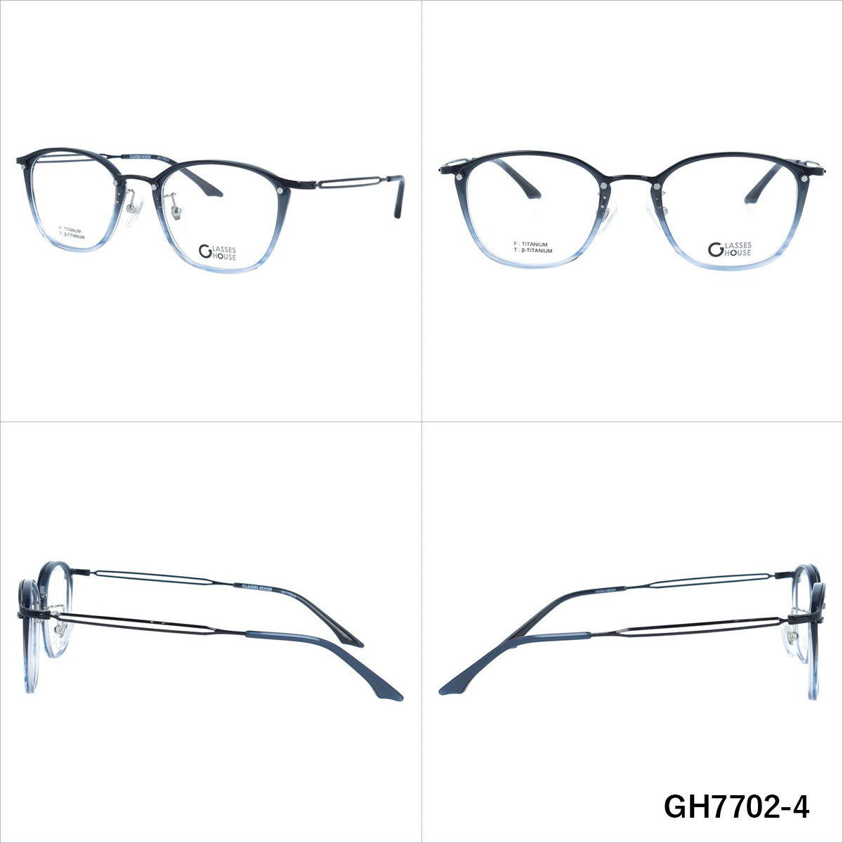 グラスハウス メガネフレーム 伊達メガネ 調整可能ノーズパッド GLASSES HOUSE GH7702 51サイズ ウェリントン型 ユニセックス メンズ レディース