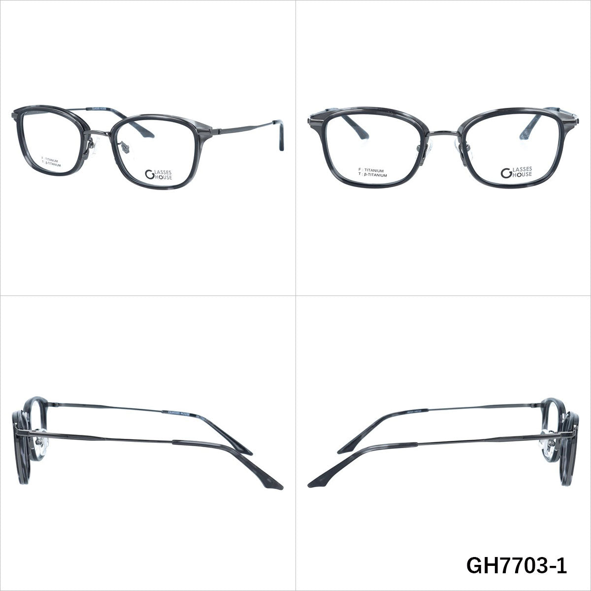 グラスハウス メガネフレーム 伊達メガネ 調整可能ノーズパッド GLASSES HOUSE GH7703 49サイズ ウェリントン型 ユニセックス メンズ レディース