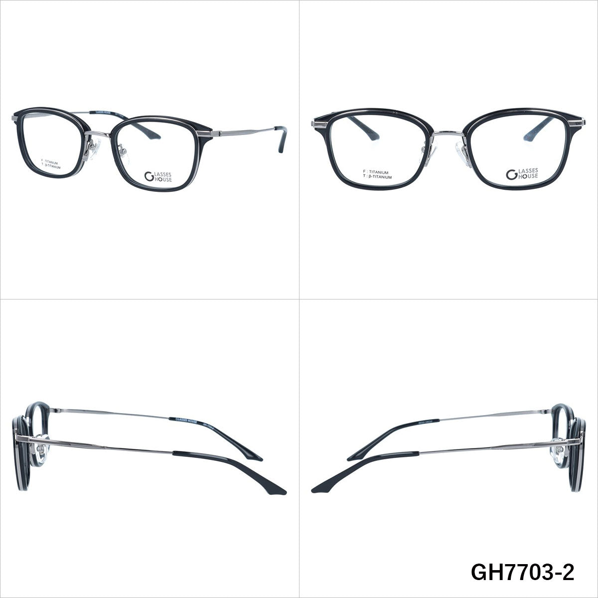 グラスハウス メガネフレーム 伊達メガネ 調整可能ノーズパッド GLASSES HOUSE GH7703 49サイズ ウェリントン型 ユニセックス メンズ レディース