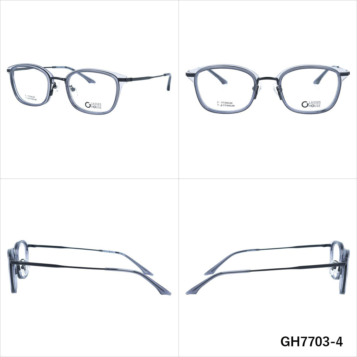 グラスハウス メガネフレーム 伊達メガネ 調整可能ノーズパッド GLASSES HOUSE GH7703 49サイズ ウェリントン型 ユニセックス メンズ レディース