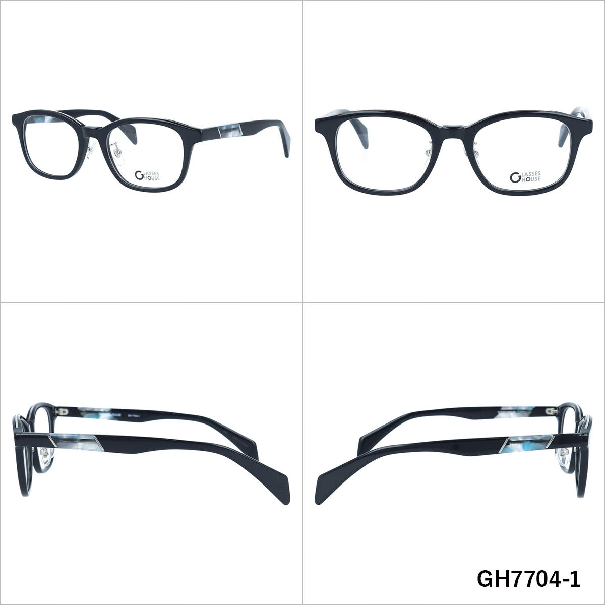 グラスハウス メガネフレーム 伊達メガネ 調整可能ノーズパッド GLASSES HOUSE GH7704 51サイズ ウェリントン型 ユニセックス メンズ レディース