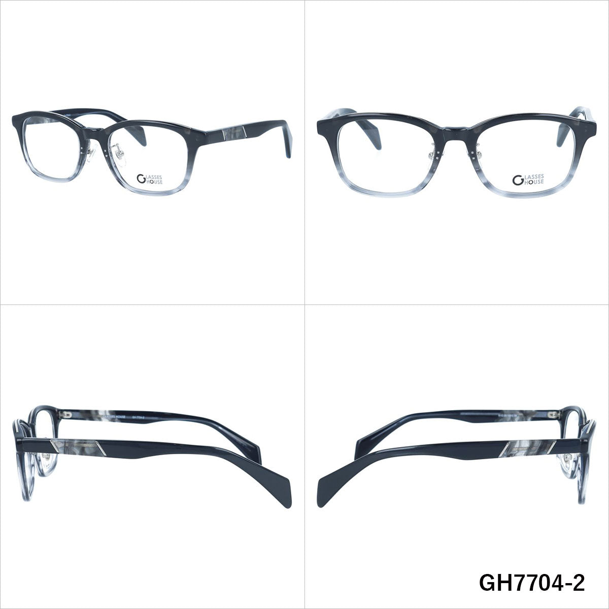 グラスハウス メガネフレーム 伊達メガネ 調整可能ノーズパッド GLASSES HOUSE GH7704 51サイズ ウェリントン型 ユニセックス メンズ レディース