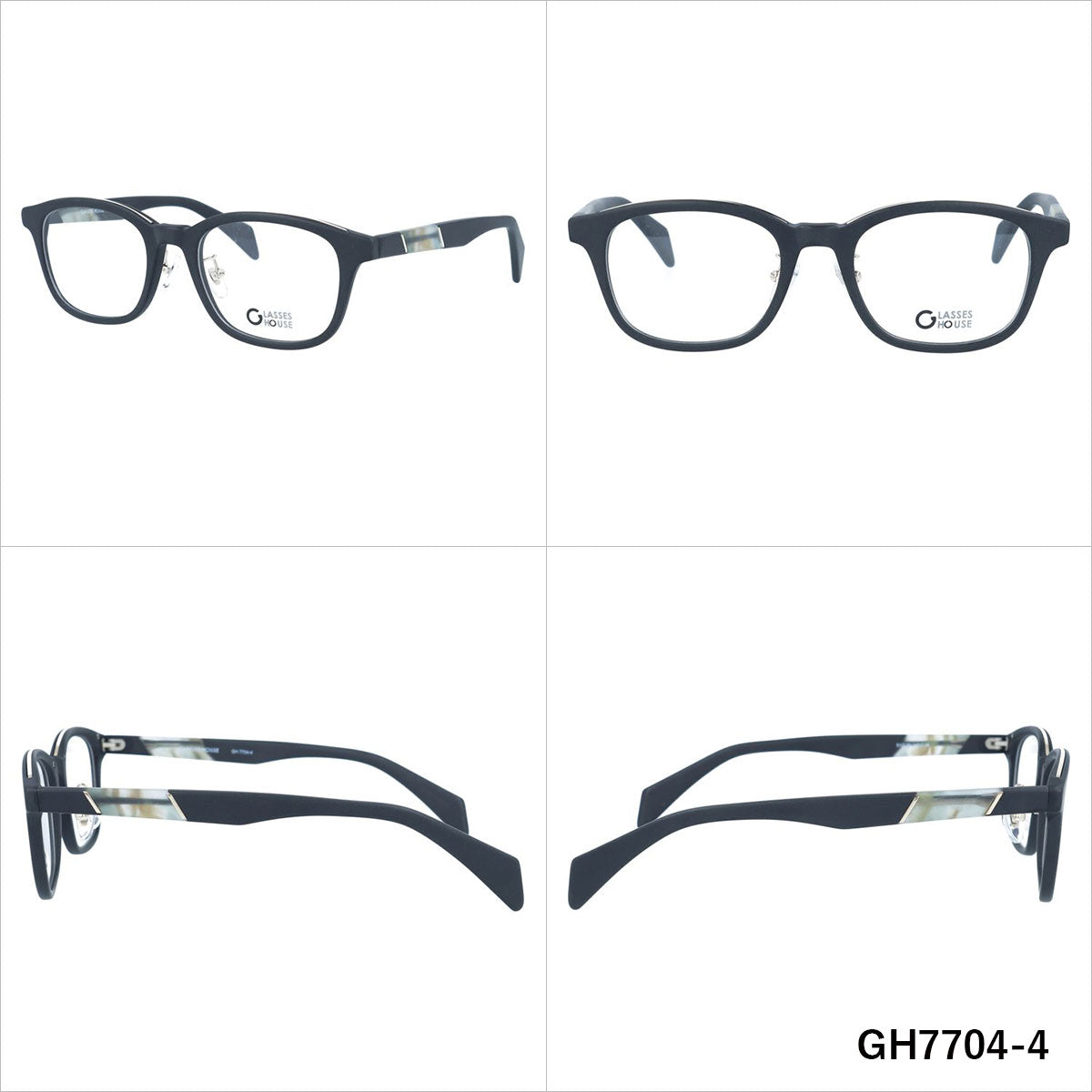 グラスハウス メガネフレーム 伊達メガネ 調整可能ノーズパッド GLASSES HOUSE GH7704 51サイズ ウェリントン型 ユニセックス メンズ レディース