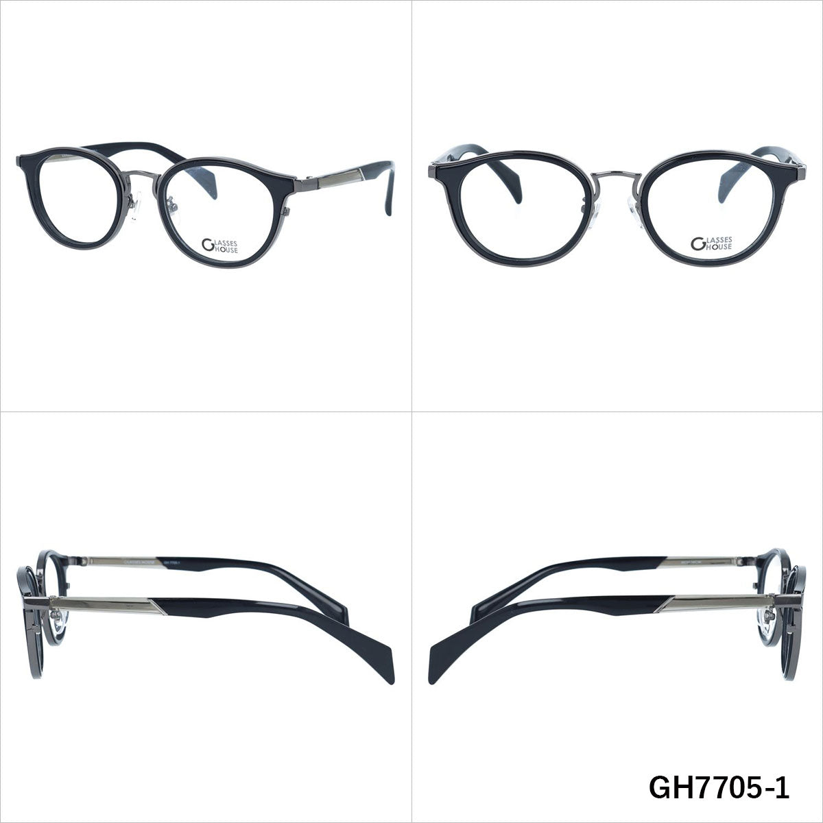 グラスハウス メガネフレーム 伊達メガネ 調整可能ノーズパッド GLASSES HOUSE GH7705 49サイズ ボストン型 ユニセックス メンズ レディース