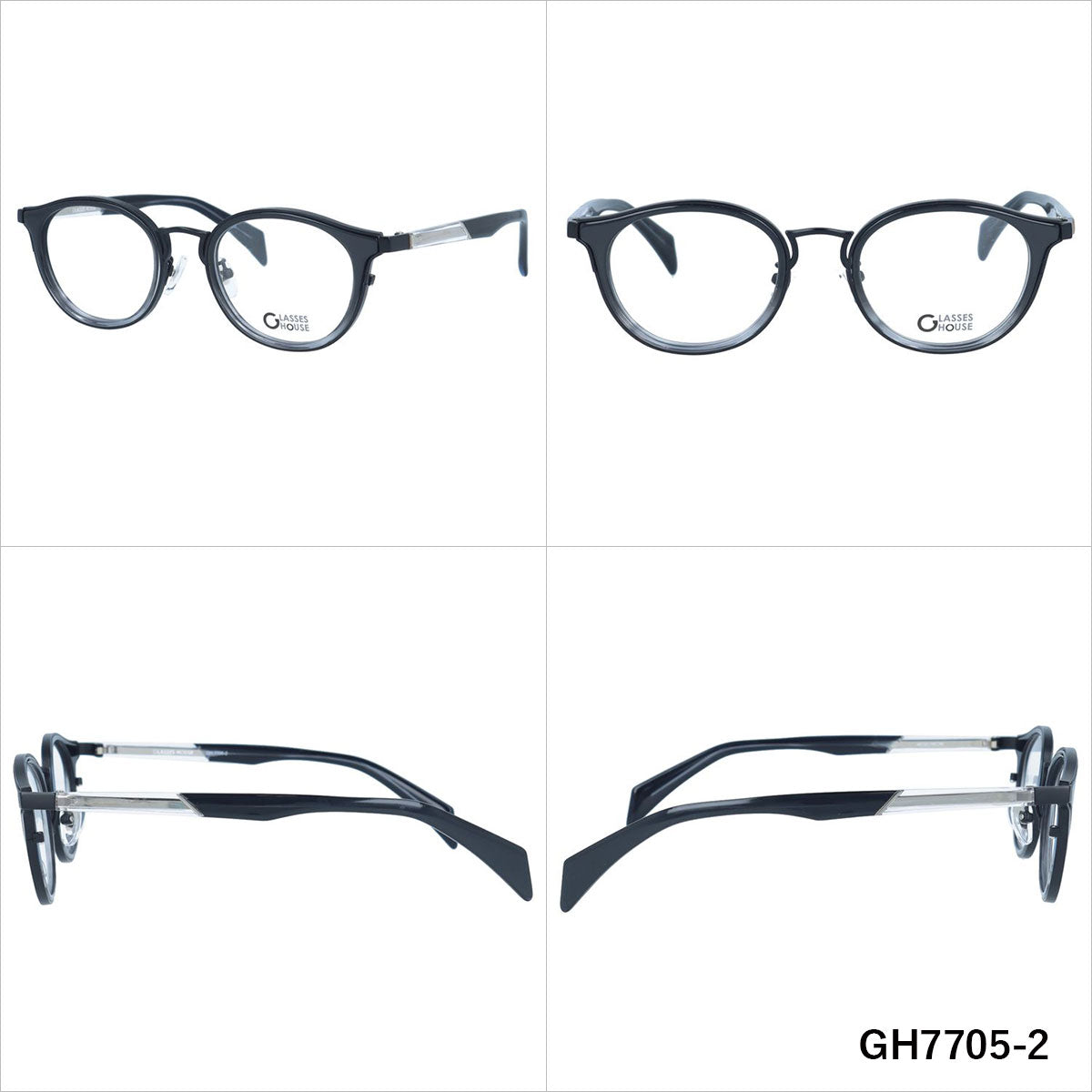 グラスハウス メガネフレーム 伊達メガネ 調整可能ノーズパッド GLASSES HOUSE GH7705 49サイズ ボストン型 ユニセックス メンズ レディース