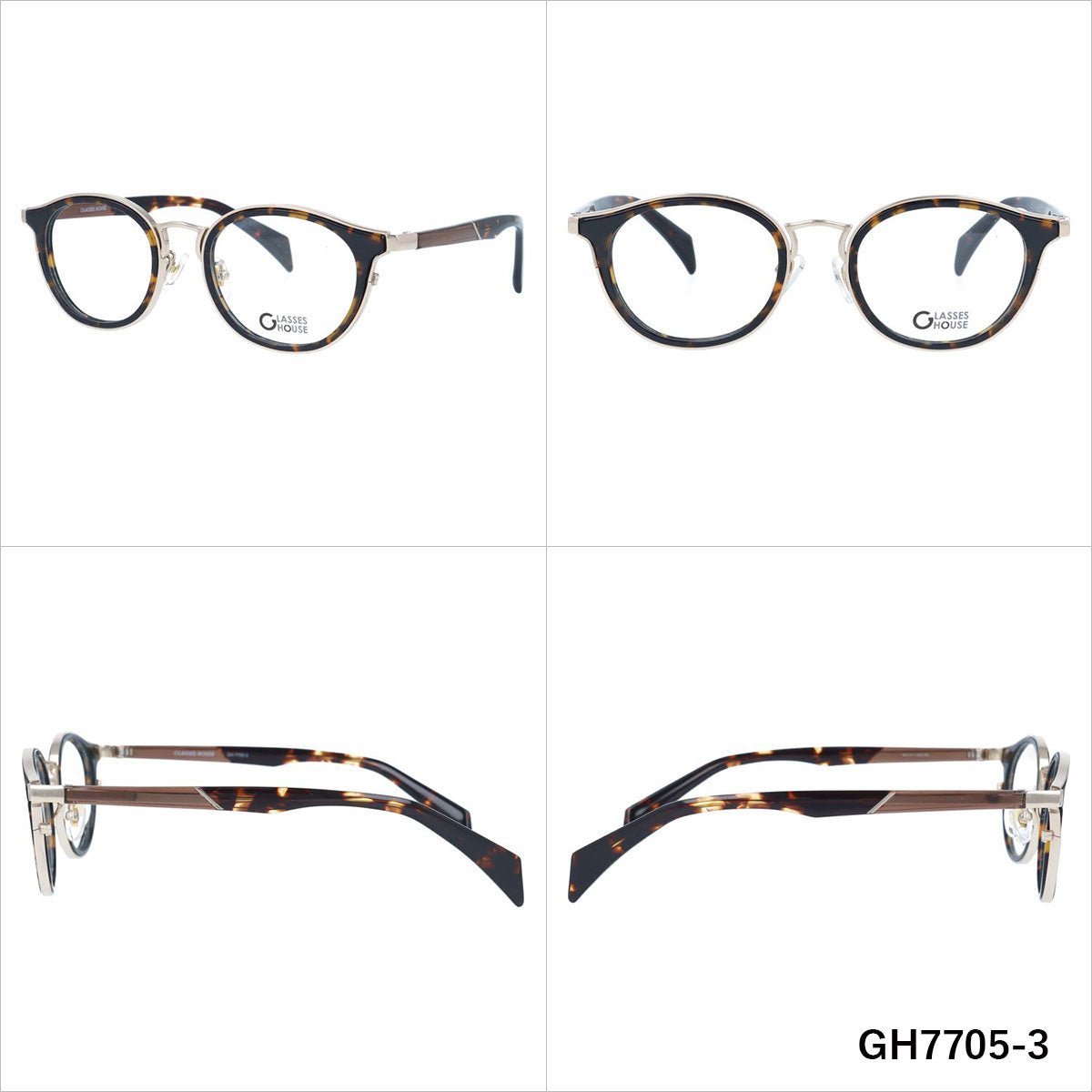 グラスハウス メガネフレーム 伊達メガネ 調整可能ノーズパッド GLASSES HOUSE GH7705 49サイズ ボストン型 ユニセックス メンズ レディース